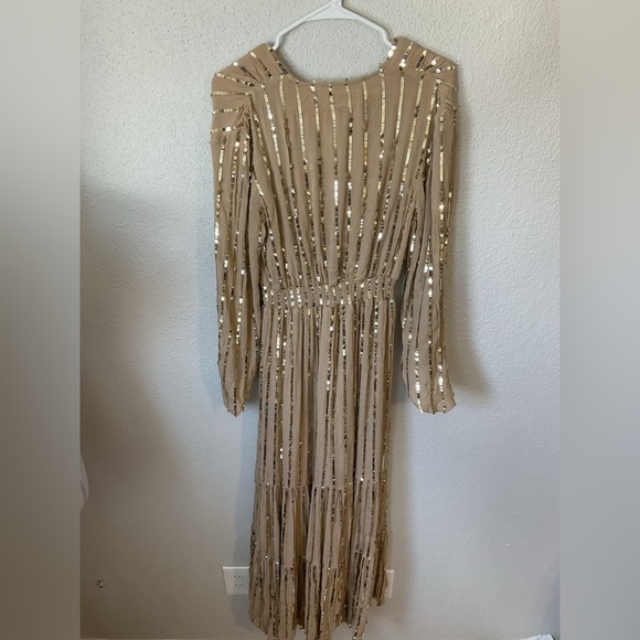 Sundress Nataly Sequin Maxi Dress in Cafe Au Laif Size XS/Small - Picture 5 of 10